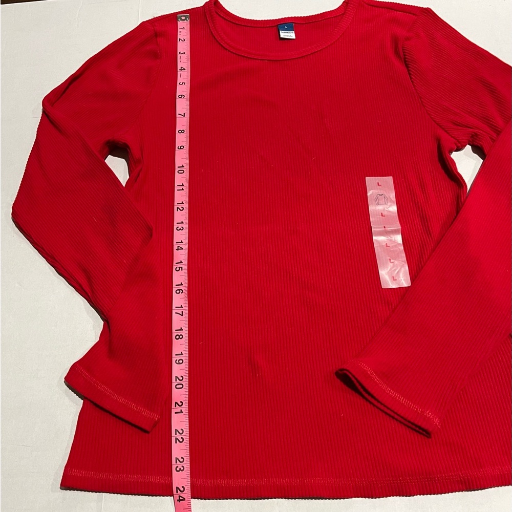 Old Navy NWT Women’s Vibrant Red Rib-Knit Long Sleeve Crew Neckline Shirt SIZE L - Picture 7 of 8